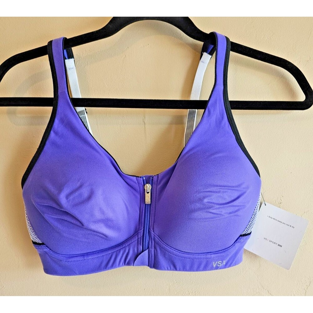Victoria Secret VSX Sport Bra 34C  Padded Cup Adjustable Band, purple